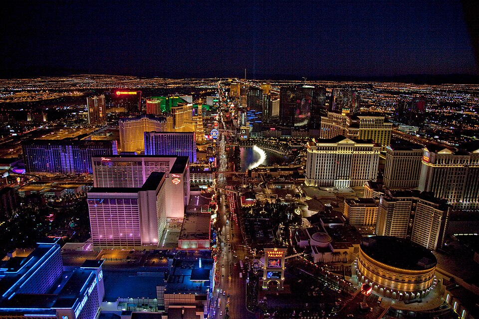 Las Vegas, NV: Night aerial view, Las Vegas, Nevada, 04649u